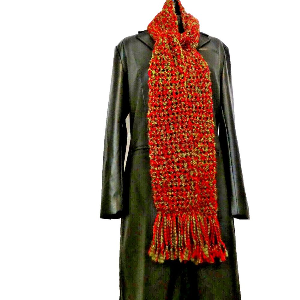 Colorful Scarf 100x5 inch Long Handmade Crochet knit Men Women Warm Winter